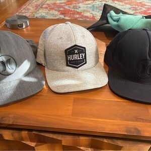 Hurley Trio of Gray and Black Hats Bundle of 3